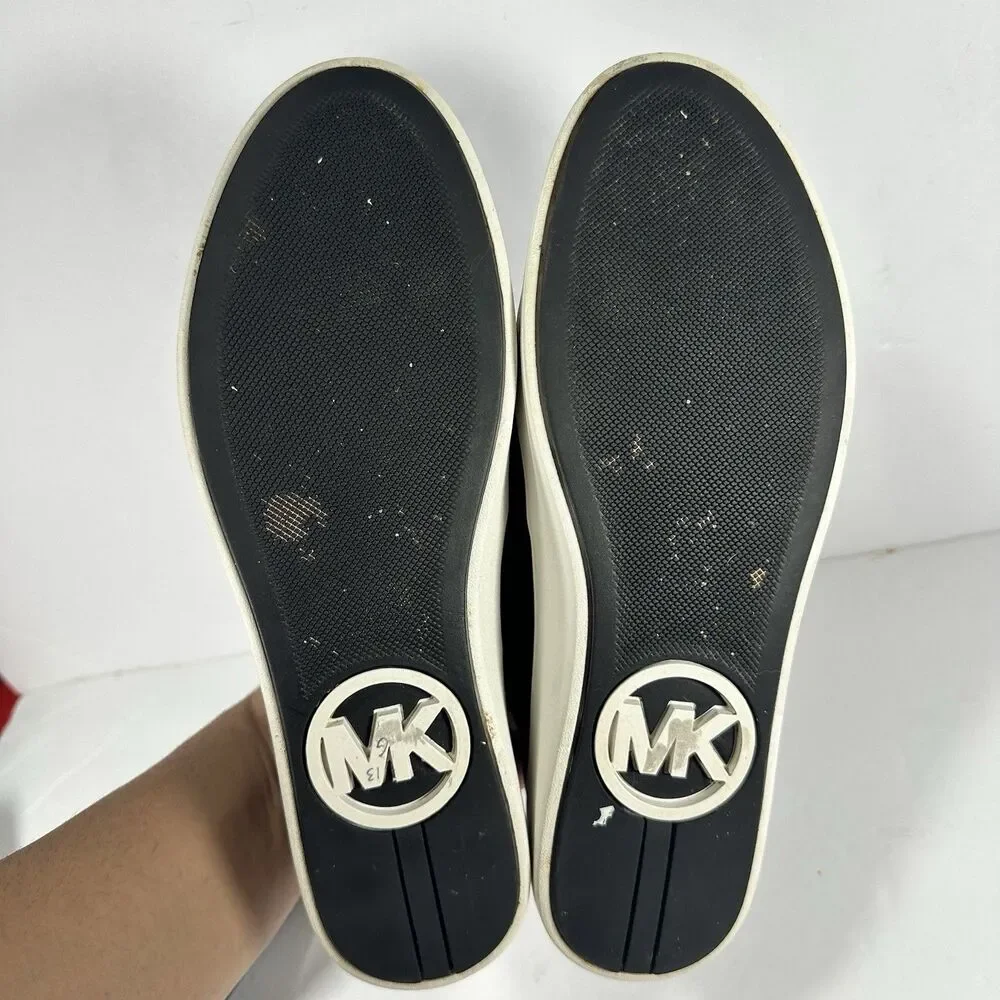 Michael Kors Black Laser-Cut Perforated Slip-On Platform Sneakers Size 10